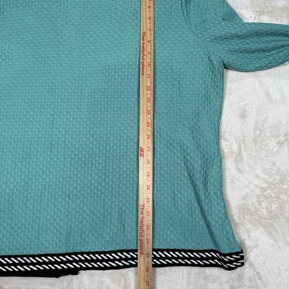 MING WANG Jacquard Lightweight Knit Jacket Blazer Turquoise Women's Size XL - Picture 6 of 7